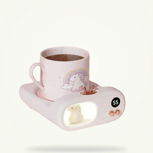 Granny Lulu USB Mug Warmer with Dinosaur, Unicorn, Snowman Designs, product photo on a plain background