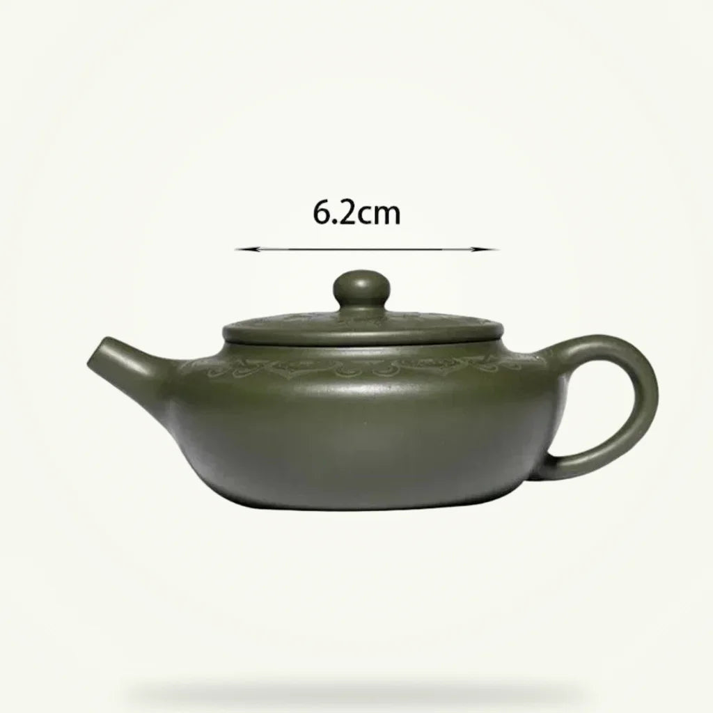 Green Yixing Clay Teapot, 6 oz, product photo on a plain background