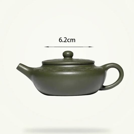 Green Yixing Clay Teapot, 6 oz, product photo on a plain background