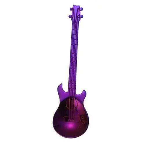 Purple guitar shaped tea spoon