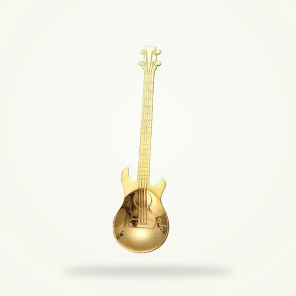 Guitar Shaped Tea Spoon - Stainless Steel Musical Tea Stirrer, product photo on a plain background