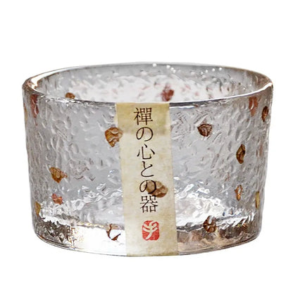 Hammered Glass Tea Cup with Gold Rim