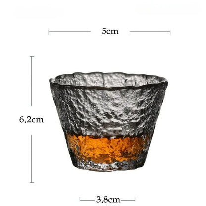 Hammered Glass Tea Cup with Gold Rim - view 5