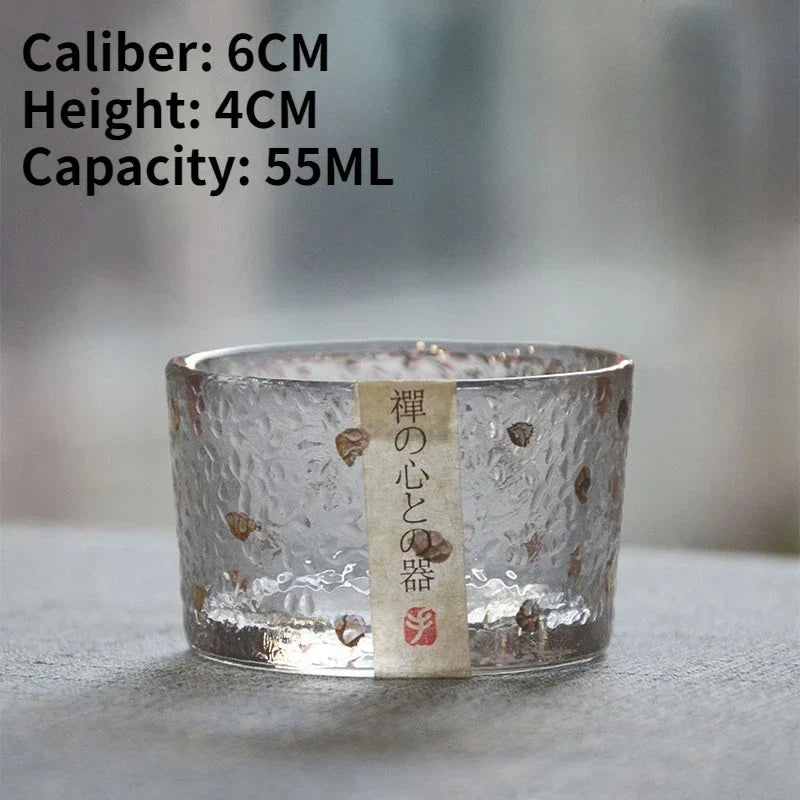 Hammered Glass Tea Cup with Gold Rim - view 6