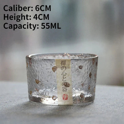 Hammered Glass Tea Cup with Gold Rim - view 6