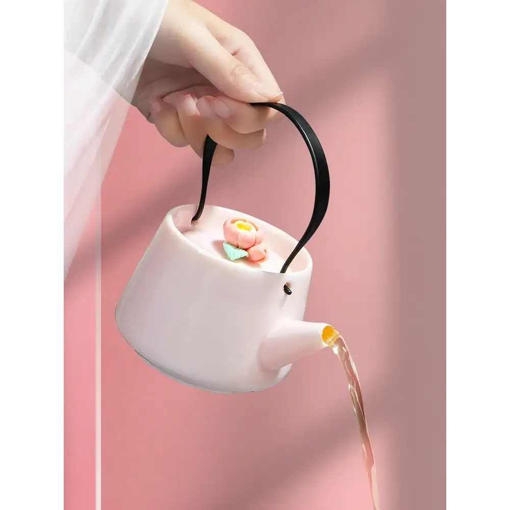 Ceramic teapot for one with floral pattern, 190ml
