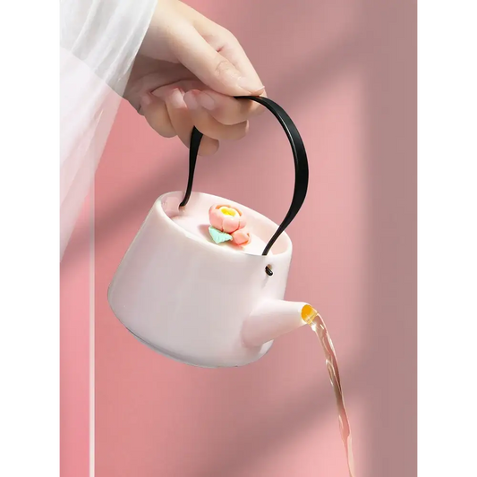Ceramic teapot for one with floral pattern, 190ml