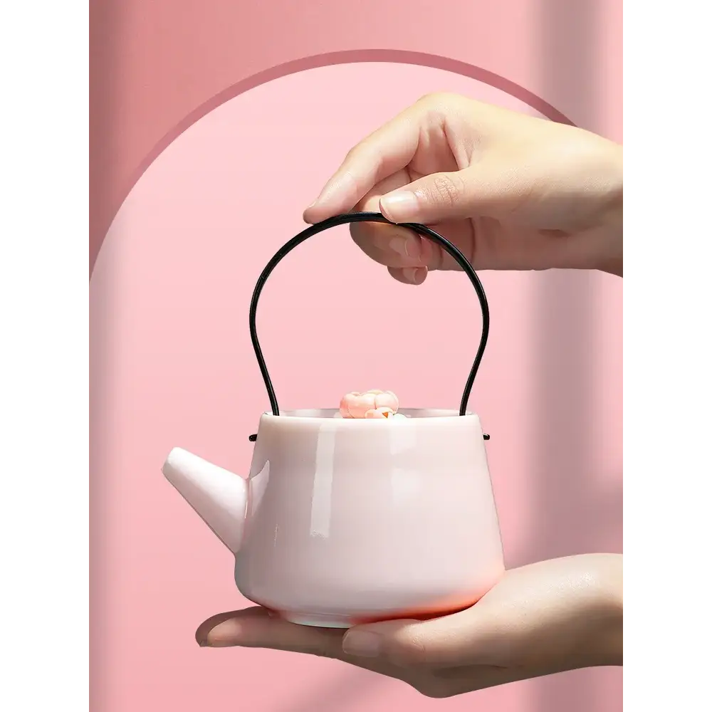 Artisan ceramic teapot with floral design, 190ml