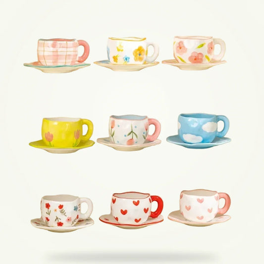 Hand-Painted Korean Style Mug, 10 oz, product photo on a plain background