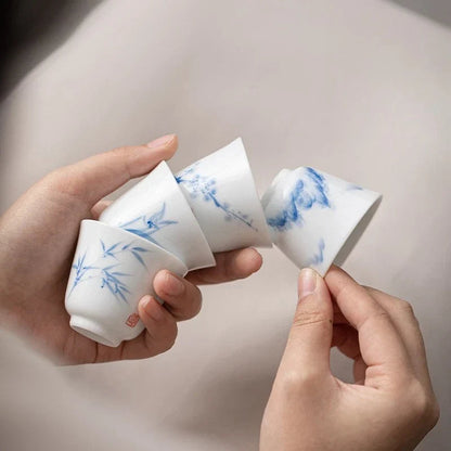 Hand-Painted White Porcelain Tea Cup