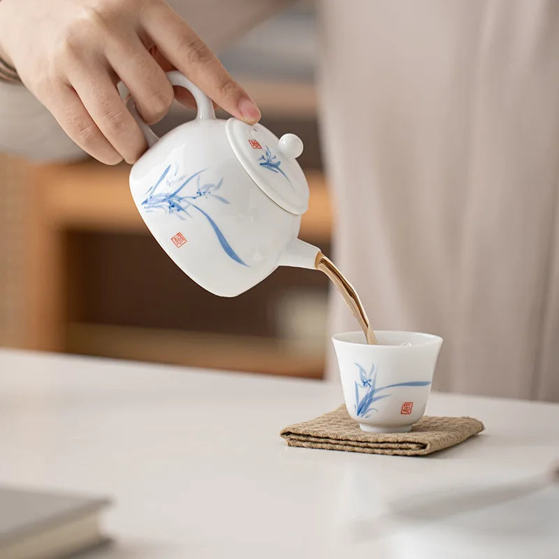 Hand-Painted White Porcelain Tea Cup - view 3