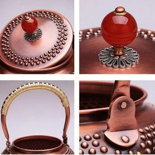 Copper teapot lid and handle