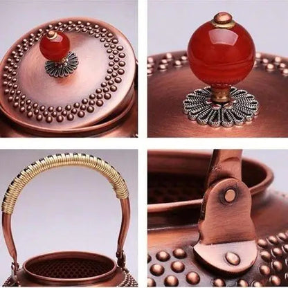 Copper teapot lid and handle