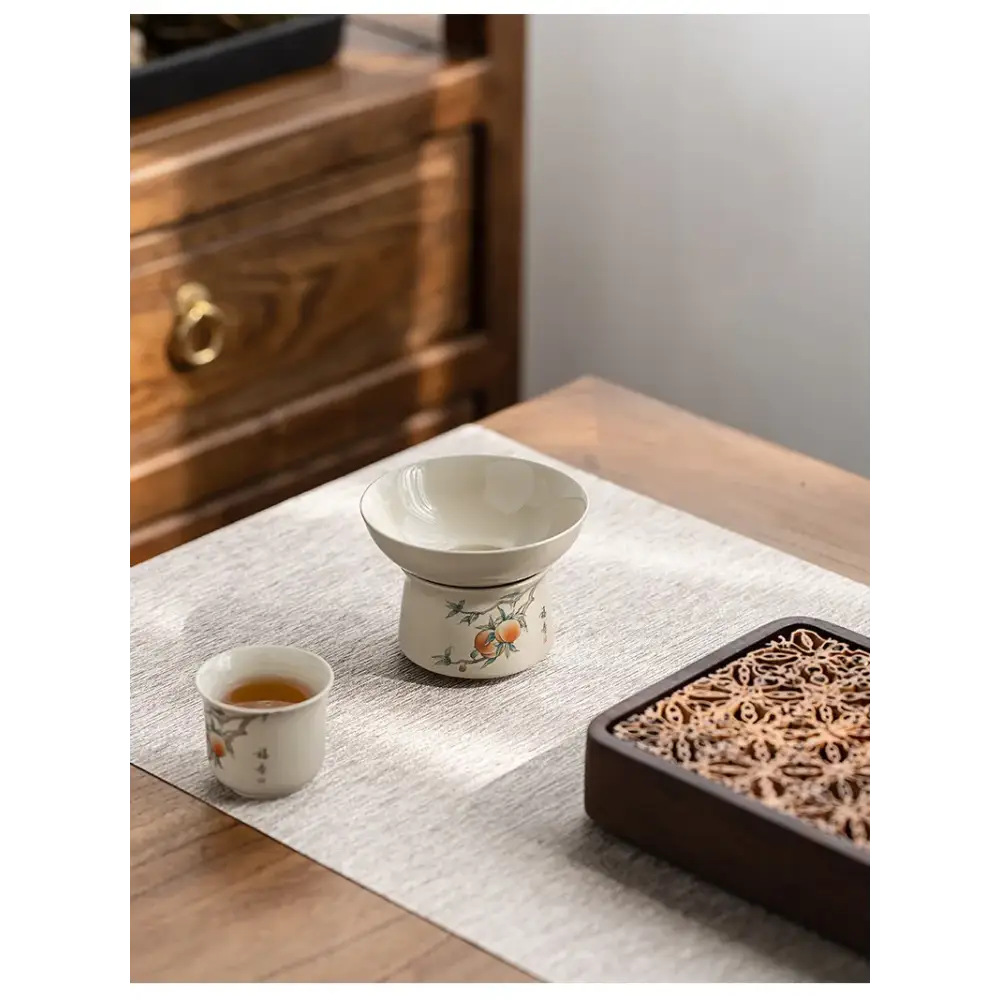 Close up of ceramic tea strainer holes