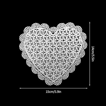 Hollow heart cotton fabric tea coaster protecting table surface from mug rings