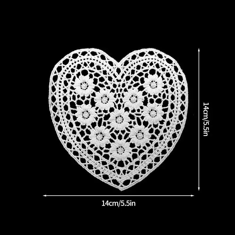Transparent heart design cotton fabric coaster on light wooden tea tray