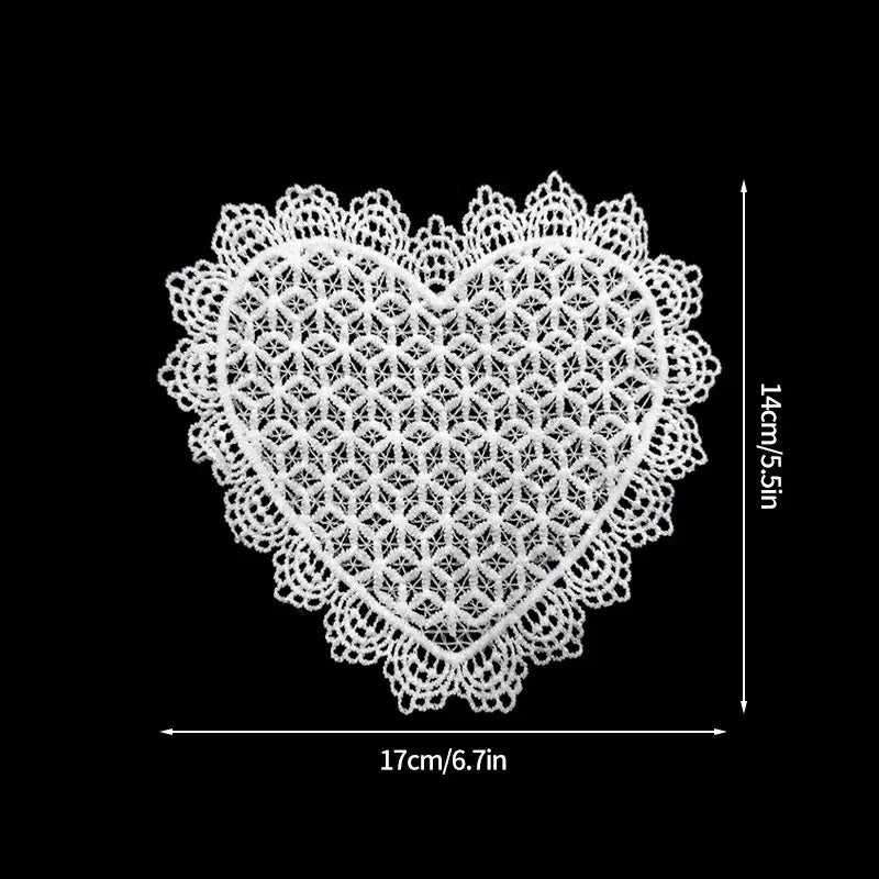 Hollow transparent heart fabric coaster with ceramic mug showing absorbent cotton texture