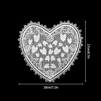 Three heart fabric coasters set of four cotton tea coaster collection flat lay