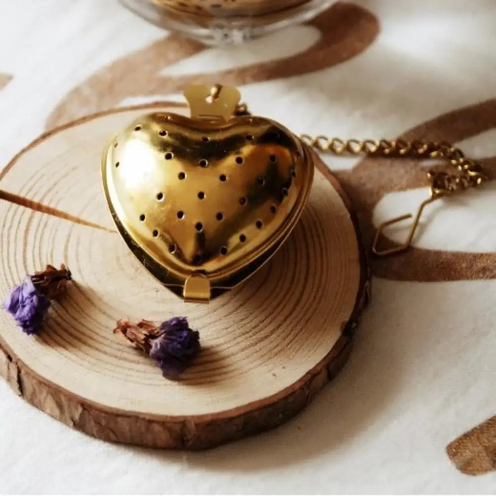 Gold heart tea infuser with fine mesh