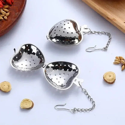 Silver heart tea infuser for loose leaf tea