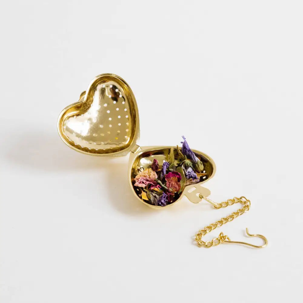 Yellowish gold heart tea infuser stainless steel