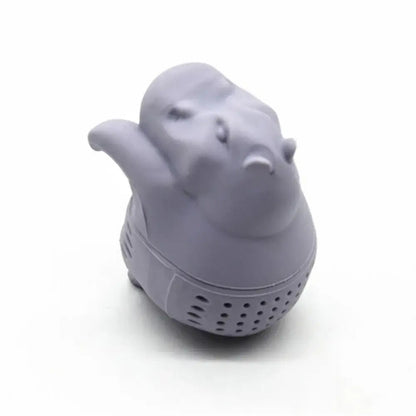 Hippo tea infuser steeping in a glass teapot