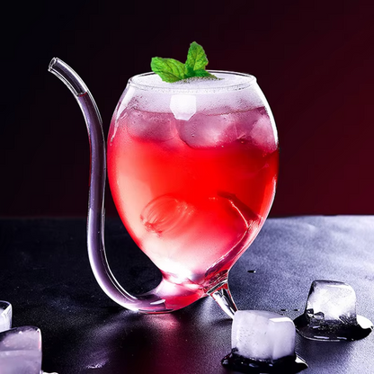 Iced tea glasses with straws in clear borosilicate glass