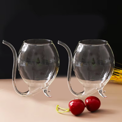 Clear iced tea glass with straw, side view