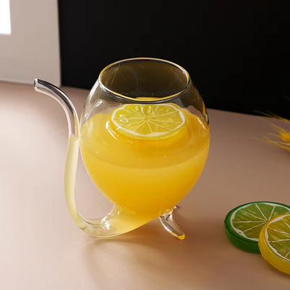 Iced tea glass with straw, close up