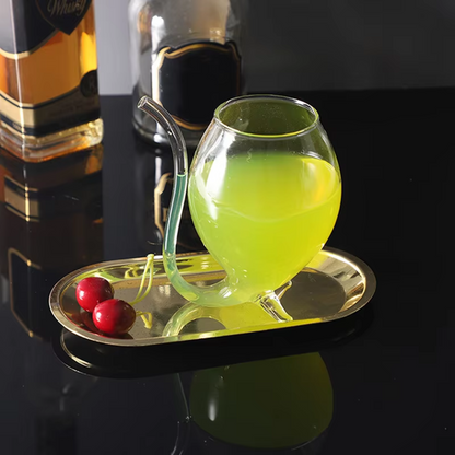Iced tea glass with straw, empty and clean