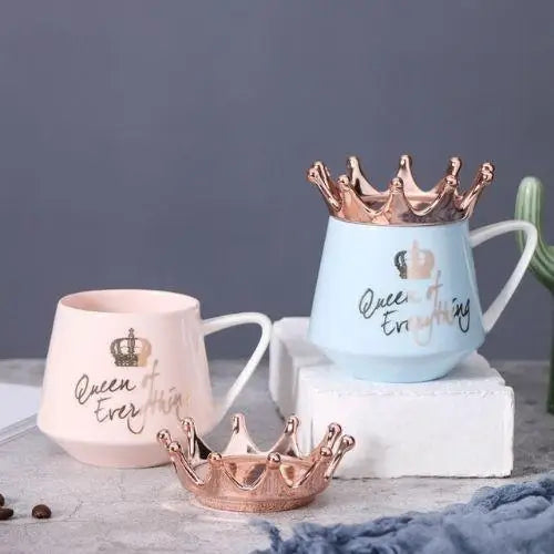 Set of imperial crown teacups in white, pink, and blue