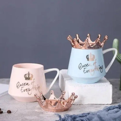 Set of imperial crown teacups in white, pink, and blue