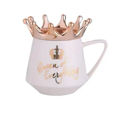 White imperial crown teacup with lid and spoon