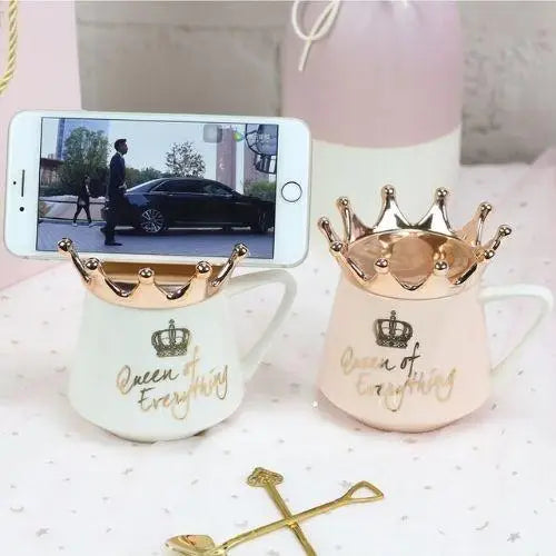 Imperial crown teacup presentation on table with teapot