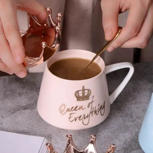 Imperial crown teacup filled with tea and steam