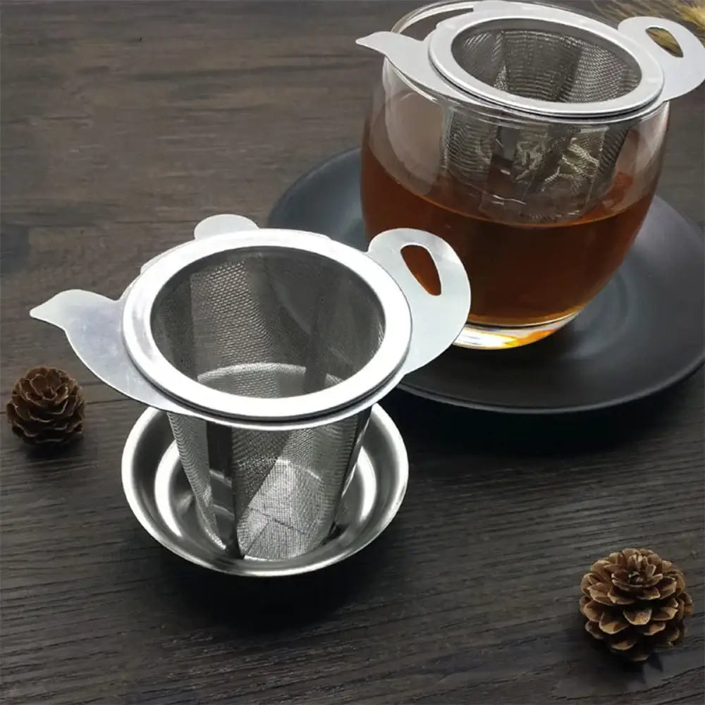 Individual tea infuser with drip tray in stainless steel