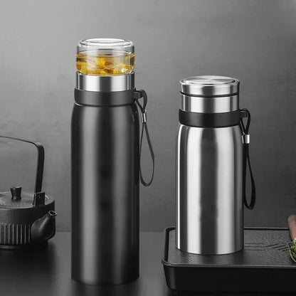 Insulated stainless steel teapot with silver removable infuser, clean minimal product view