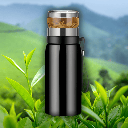 Black infuser for stainless steel insulated teapot, removable loose-leaf steeping basket