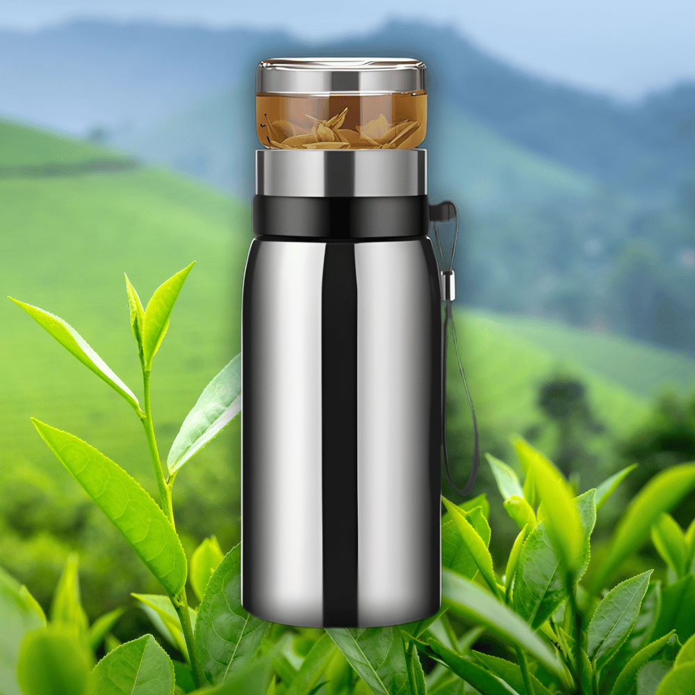 Silver infuser for stainless steel insulated teapot, removable loose-leaf steeping basket