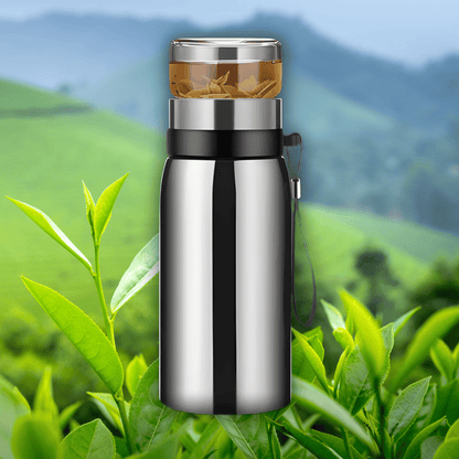 Silver infuser for stainless steel insulated teapot, removable loose-leaf steeping basket