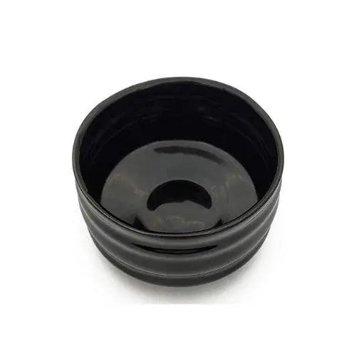 Inside of black chawan showing dark glaze