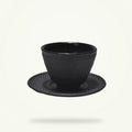 Japanese Cast Iron Teacup with Saucer, Black Iron Tea Cup