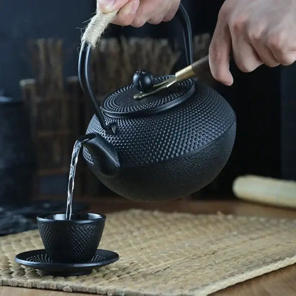 Japanese cast iron teapot with enamel coating