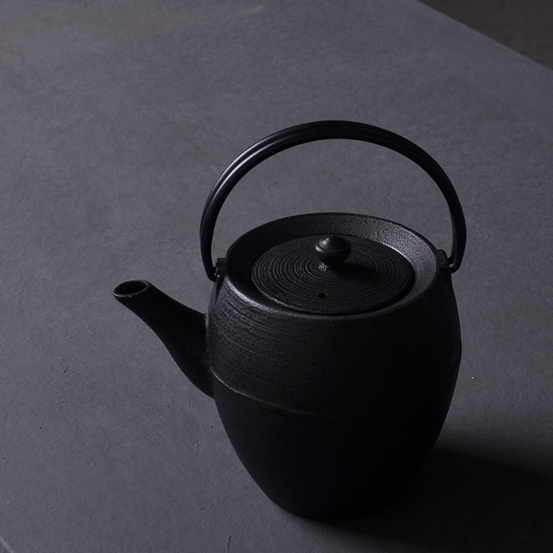 Scandinavian style cast iron teapot on kitchen counter