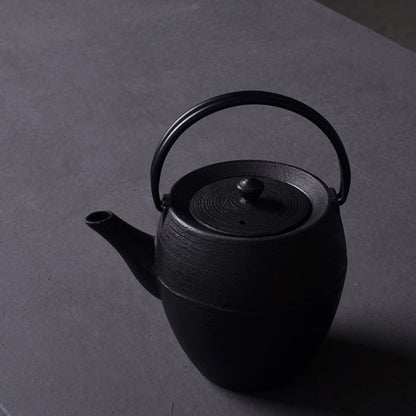 Scandinavian style cast iron teapot on kitchen counter