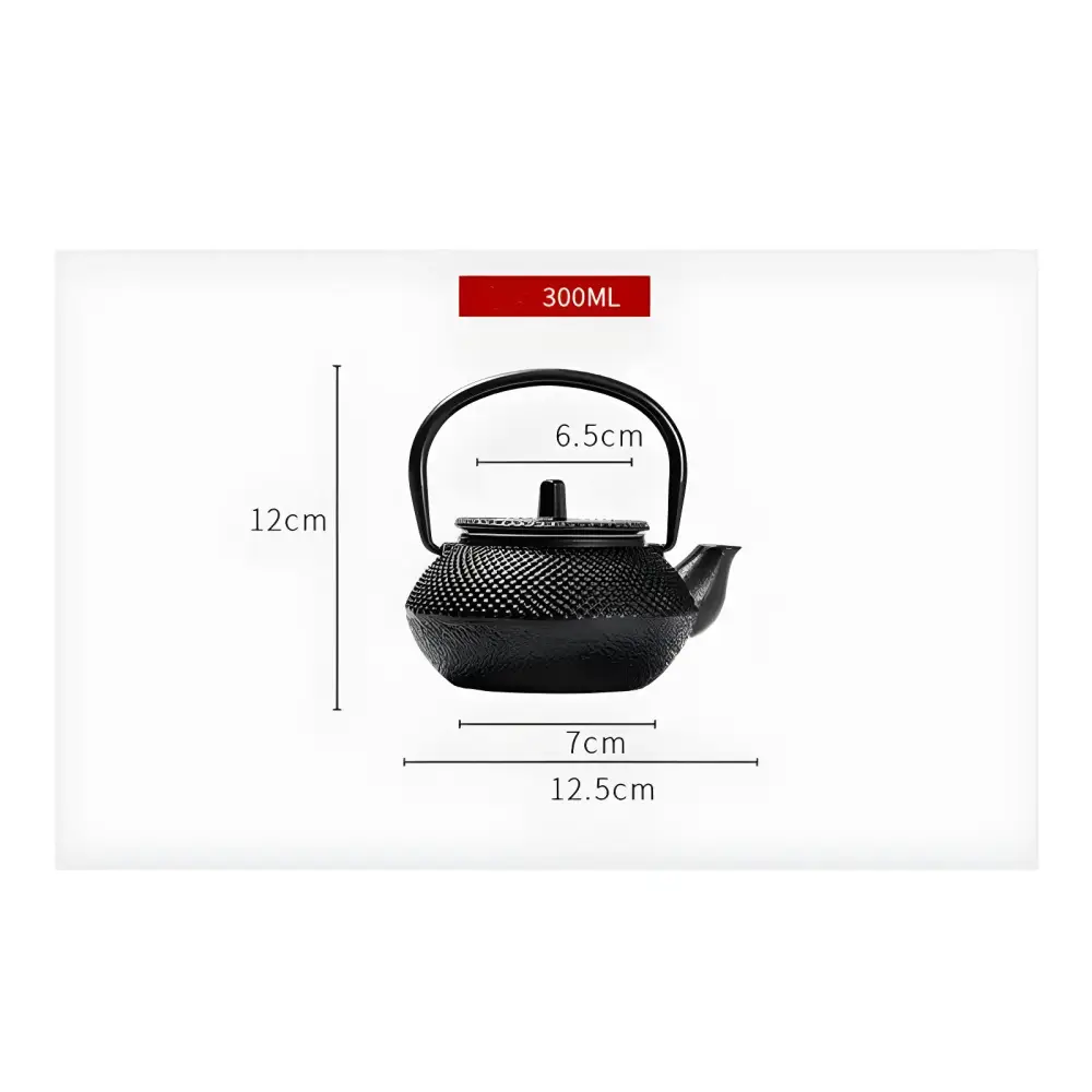 Cast iron teapot for one cup of loose leaf tea with cast iron trivet included
