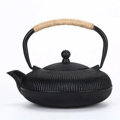 Close-up of cast iron teapot surface texture