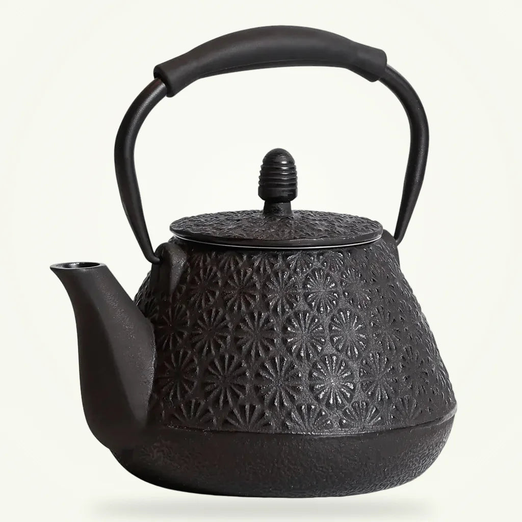 Japanese Cast Iron Teapot 950ml, Black Cast Iron Tea Pot, product photo on a plain background