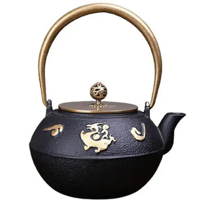 Japanese cast iron teapot with dragon design, 1.2 liter