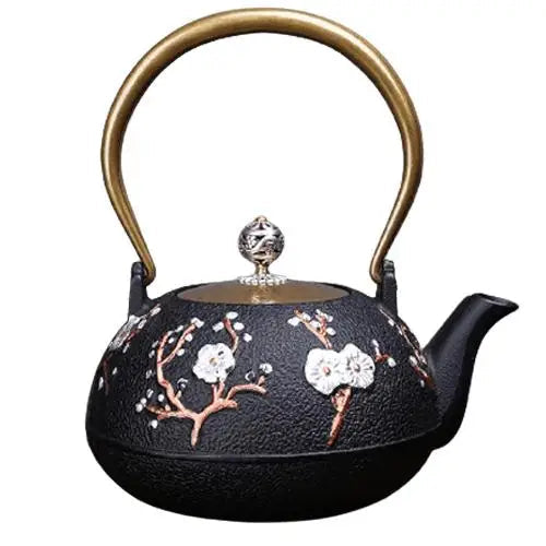 Japanese cast iron teapot with sakura design